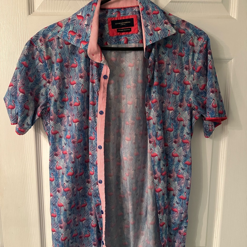 Robert Graham Blue Flamingo Print Men's Shirt
